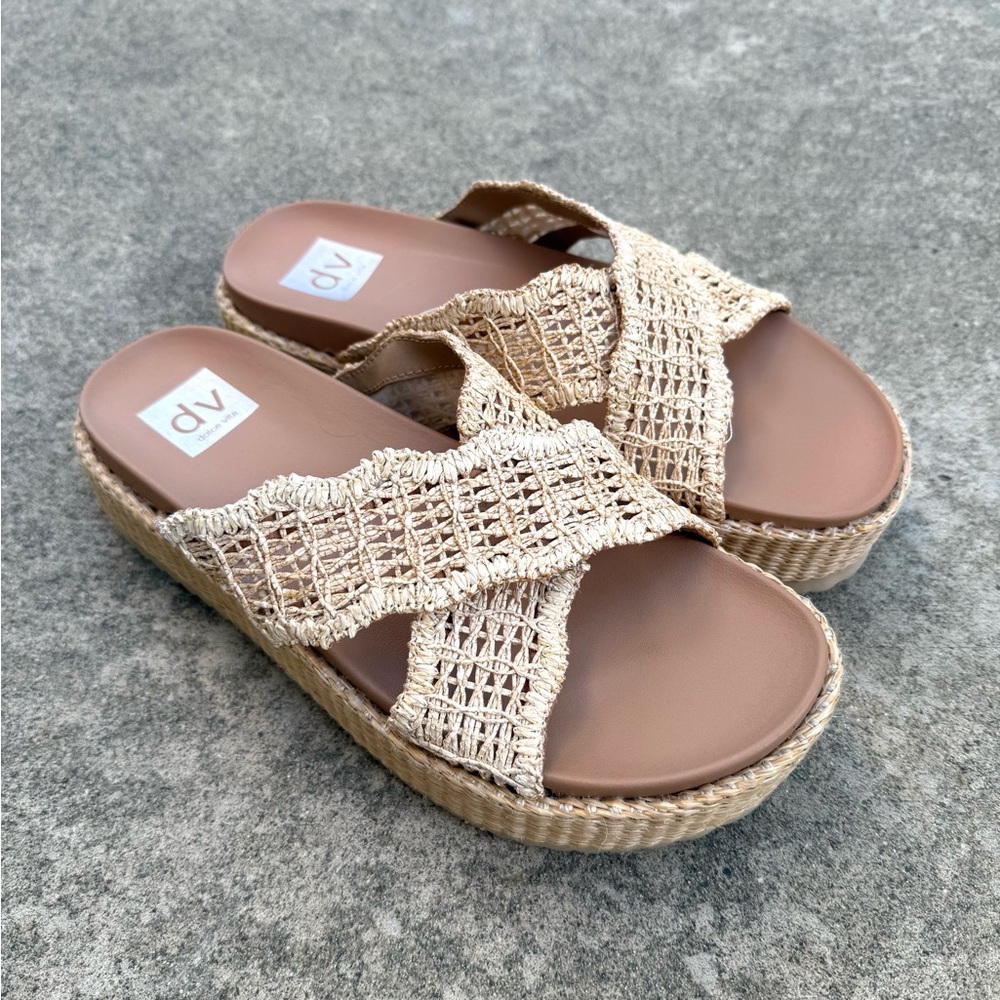Dolce Vita Beige Woven Platform Sandals